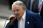 FILE PHOTO: Mujica delivers a speech in Santiago