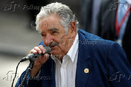 FILE PHOTO: Mujica delivers a speech in Santiago