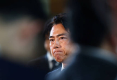 Japan's incoming Agriculture, Forestry and Fisheries Minister Shinjiro Koizumi makes appearance before the media in Tokyo
