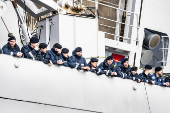 Navy ship Zr.Ms. Tromp returns home after deployment in the Baltic Sea and Arctic