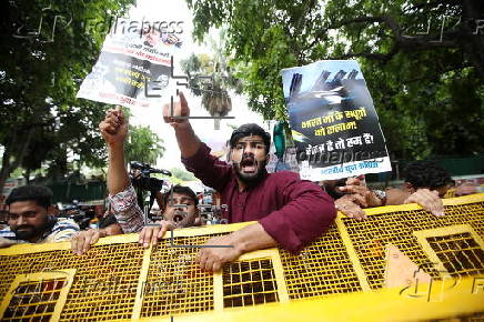 Indian Youth Congress activists stage anti-BJP protest over remarks on Indian military