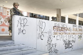 California National Guard stationed outside federal building in Los Angeles