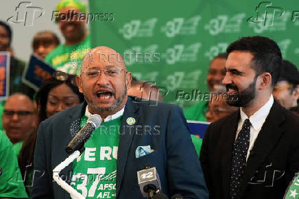 New York City mayoral candidate Zohran Mamdani DC 37 endorsement event
