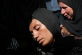 Aftermath of an early morning Israeli strike on a tent sheltering displaced people, in Khan Younis