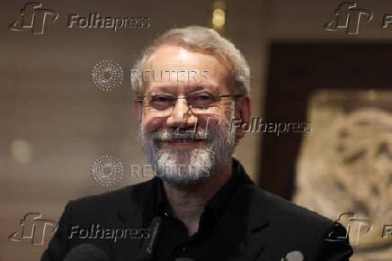 Iran's Supreme National Security Council Secretary Ali Larijani speaks after meeting with Lebanese Parliament Speaker Nabih Berri, in Beirut