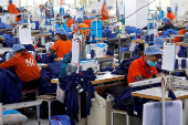 FILE PHOTO: The making garment products for export at a factory in Hung Yen province