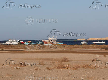 Ships are docked near Ras Hankorab Beach at southern Egypt's Red Sea coast in Marsa Alam