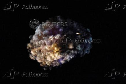 Missiles launched from Iran are intercepted as seen from Ashkelon