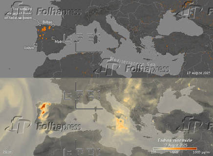La magnitud de la crisis de los incendios forestales vista por los satélites Copernicus